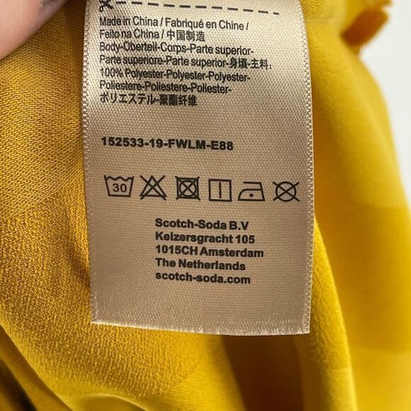 Scotch & Soda mustard gold yellow sheath dress v neck small EUC - Picture 10 of 13